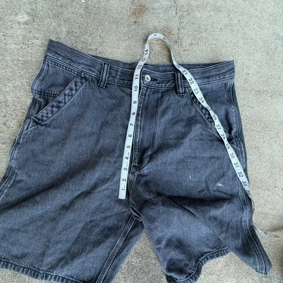 Uniqlo Mens Denim Utility Shorts Washed Black Carpenter Drawstring 321-471165 L - Picture 10 of 12